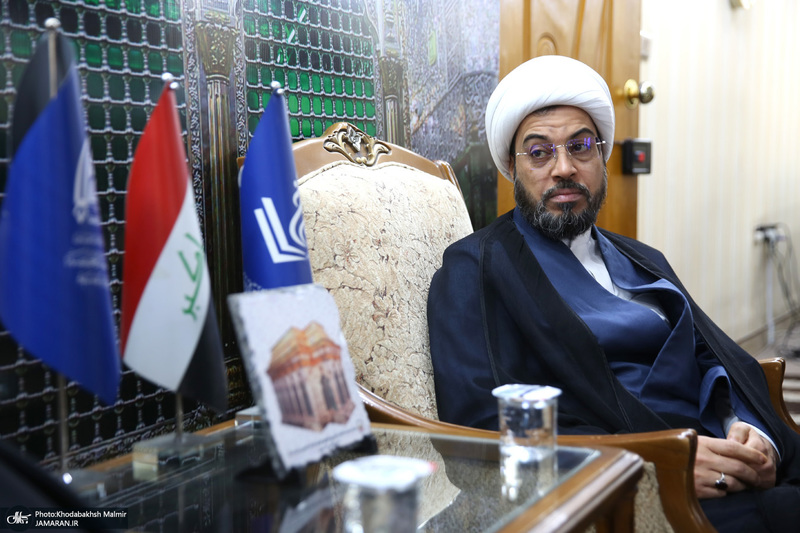 دیدار علی کمساری با شیخ الهاشمی رئیس موسسه الغری در نجف