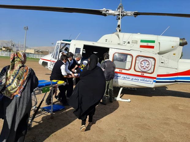 زن بدحال ایذه‌ای با اورژانس هوایی به اهواز منتقل شد