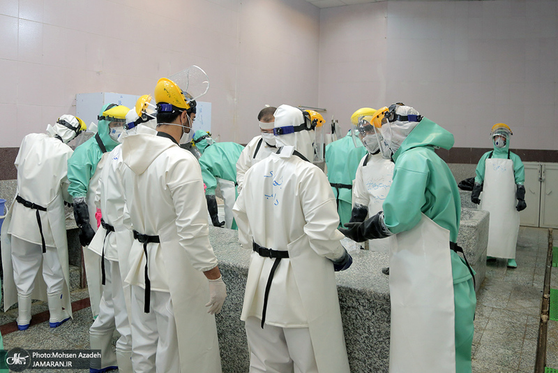 تغسیل با آب متوفیان مبتلا به کرونا در بهشت زهرا(س) تهران