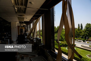 تصاویری از ساختمان شیشه‌ای سازمان صدا و سیما پس از تجاوز وحشیانه رژیم صهیونیستی