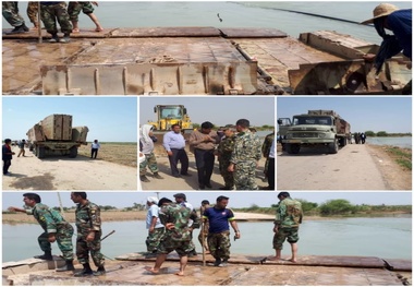 پل شناور روستای خسرج خلف شهرستان حمیدیه نصب شد