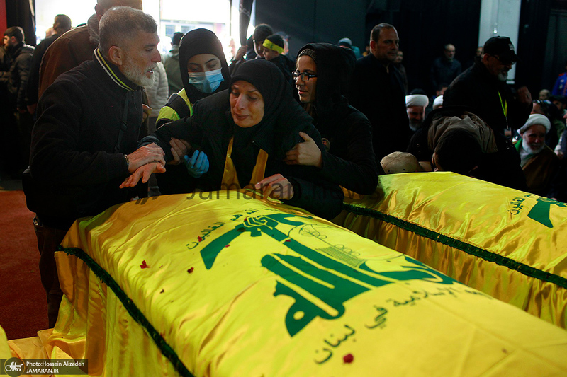 مراسم تشییع شهدای حزب الله در بیروت