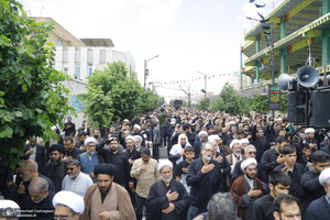 دسته عزاداری روز شهادت امام جعفر صادق (ع) با حضور آیت الله العظمی وحید خراسانی