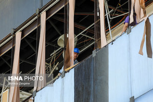 تصاویری از ساختمان شیشه‌ای سازمان صدا و سیما پس از تجاوز وحشیانه رژیم صهیونیستی