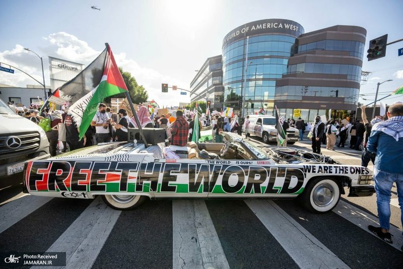 راهپیمایی مردم لس آنجلس در حمایت از آتش بس در غزه