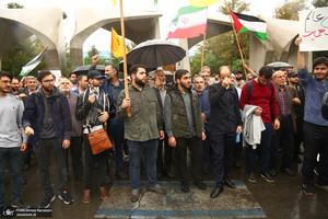 تجمع اعتراضی دانشجویان در دانشگاه تهران به جنایات رژیم صهیونیستی