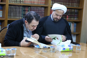 دیدار علی کمساری با شیخ ابوخوله رئیس مدرسه امام خمینی و علوم اسلامی در نجف اشرف