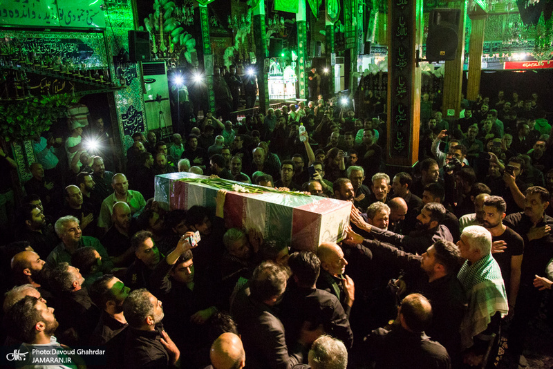 مراسم عزاداری شب شهادت حضرت رقیه(س) و تشییع پیکر پاک شهید تازه تفحص در تکیه دربند