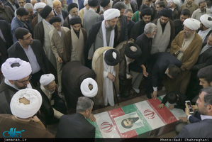 مراسم تشییع پیکر مطهر شهید حمله تروریستی اخیر حجت الاسلام تقوی در قم