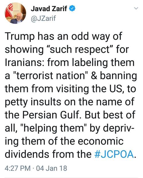 ظریف: ترامپ روش عجیبی برای نشان دادن «احترام فوق العاده» به ایرانیان دارد!