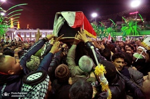 تشییع باشکوه شهیدان سردار قاسم سلیمانی و ابومهدی المهندس در کربلا و نجف