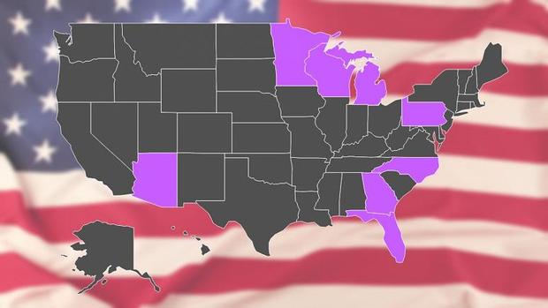 گزارشی از وضعیت ترامپ و بایدن در 8 ایالت کلیدی آمریکا 