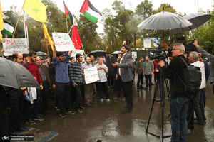 تجمع اعتراضی دانشجویان در دانشگاه تهران به جنایات رژیم صهیونیستی