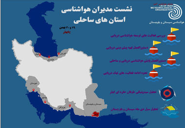 نشست مدیران هواشناسی استان‌های ساحلی کشور در چابهار برگزار می‌شود