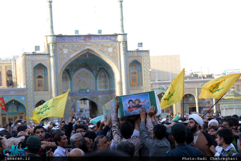 مراسم تشییع 5 شهید مدافع حرم حضرت زینب(س) در قم‎