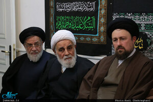 حضور سید حسن خمینی در منزل مرحوم حاج شيخ محمد حسن قرهى(ره)