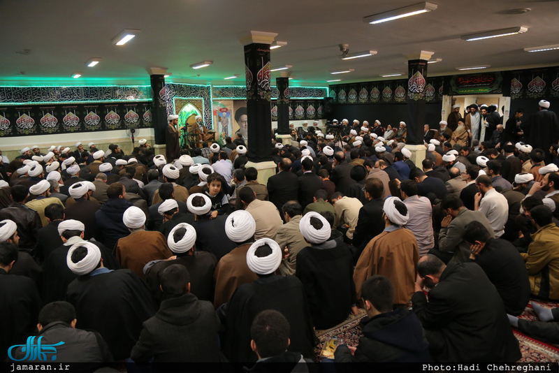 مراسم عزاداری حضرت زهرا(س) در مدرسه علمیه با حضور سید علی خمینی