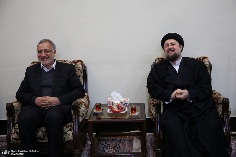 دیدار شهردار و اعضای شورای شهر تهران با سید حسن خمینی