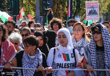 راهپیمایی طرفداران فلسطین در ایتالیا + گزارش تصویری