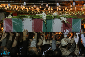 وداع با پیکر مطهر شهید امیر‌سعید قاسمی در امامزاده صالح(ع) فرحزاد 