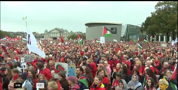 طوفان سرخ آمستردام در حمایت از غزه