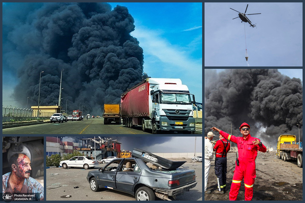 انفجار در بندر شهید رجایی بندرعباس + عکس و فیلم