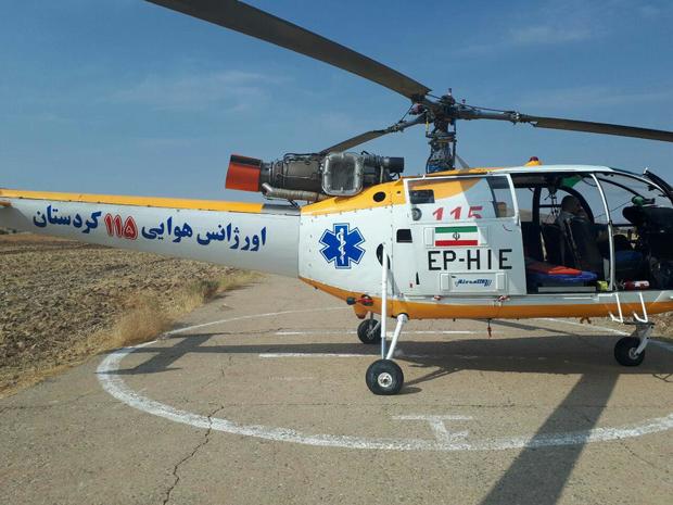 بیمار سکته ای با بالگرد اورژانس هوایی کردستان به بیمارستان منتقل شد