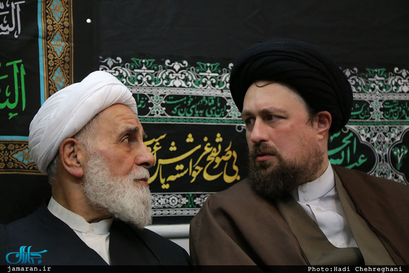 حضور سید حسن خمینی در منزل مرحوم حاج شيخ محمد حسن قرهى(ره)