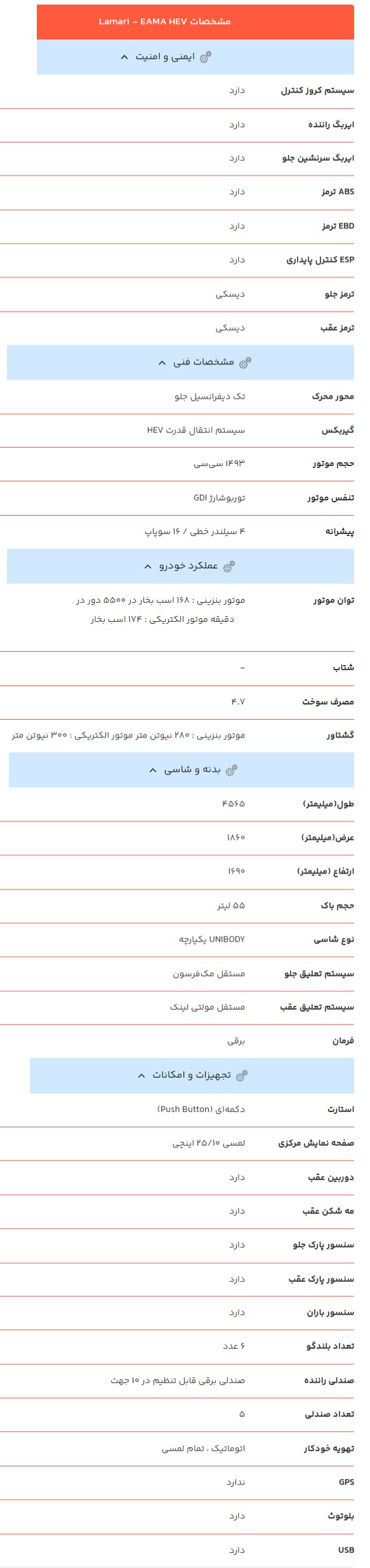 مشخصات کامل لاماری ایما هیبریدی