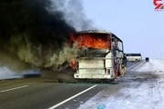 اتوبوس کارکنان یک شرکت در مشهد آتش گرفت