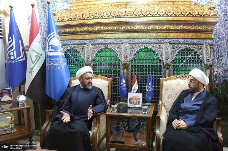 دیدار علی کمساری با شیخ الهاشمی رئیس موسسه الغری در نجف