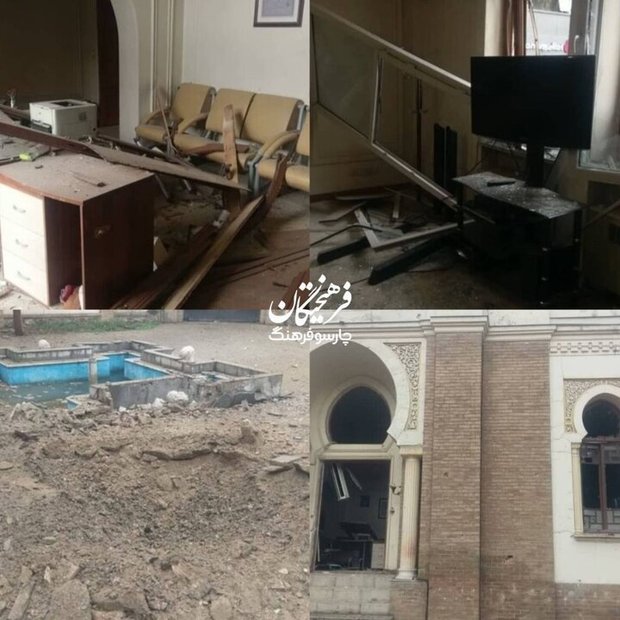 حمله به ساختمان پژوهشکده هنر+ عکس