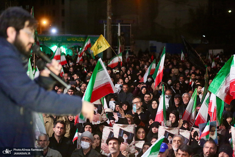 تجمع بزرگ مردمى نه به آتش بس در محله پيروزى تهران