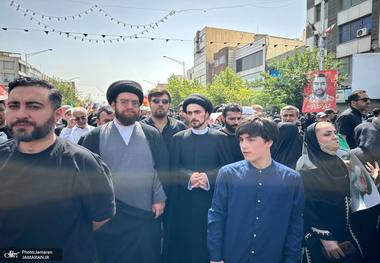 حضور فرزندان سید حسن خمینی در مراسم تشییع شهدای اقتدار + تصاویر