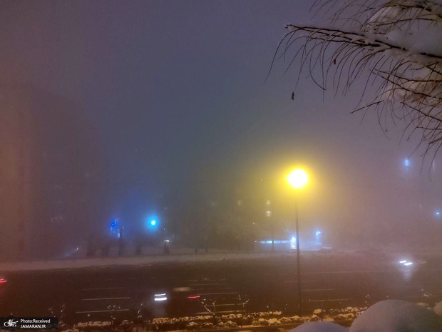 تصاویر/ مه غلیظ در شب برفی تهران