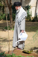 کاشت نهال در روز درختکاری توسط رهبر معظم انقلاب