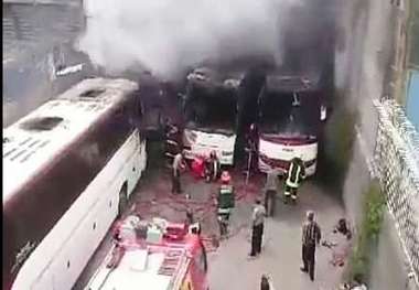 6 دستگاه اتوبوس در مشهد طعمه حریق شد