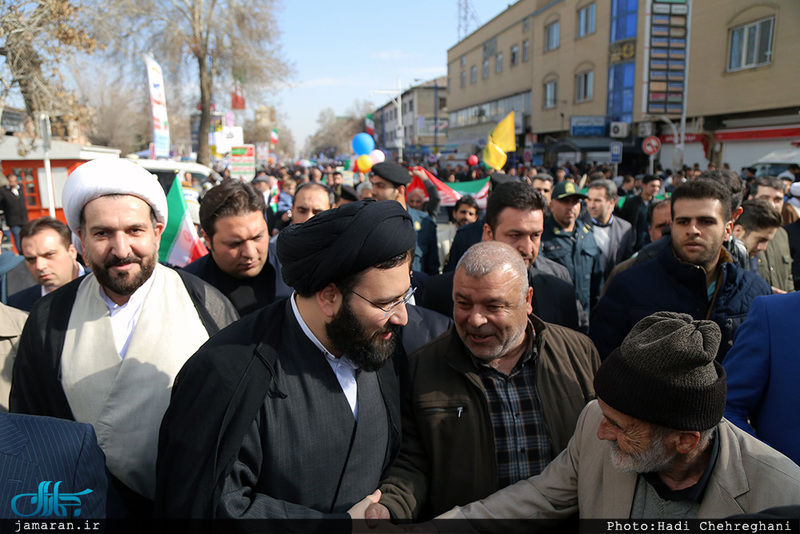 حضور سید علی خمینی در راهپیمایی 22 بهمن 