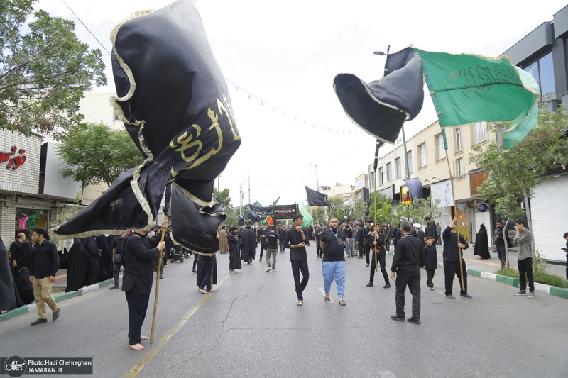 دسته عزاداری روز شهادت امام جعفر صادق (ع) با حضور آیت الله العظمی وحید خراسانی