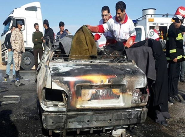 انفجار ناشی از تصادف در جاده اهواز-اندیمشک 2 کشته برجا گذاشت