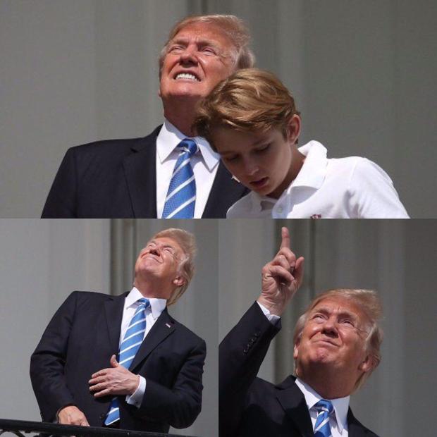 نگاه مستقیم ترامپ به خورشید در لحظه کسوف ! + تصویر
