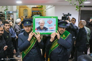 مراسم استقبال و وداع با پیکر مطهر شهید علی لاریجانی در قم