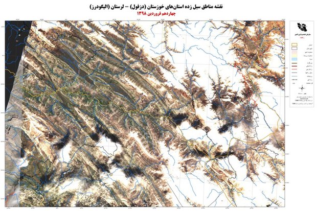 جدیدترین نقشه مناطق متاثر از سیل در لرستان و خوزستان منتشر شد