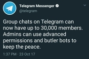 افزایش ظرفیت گروه‌های تلگرام 