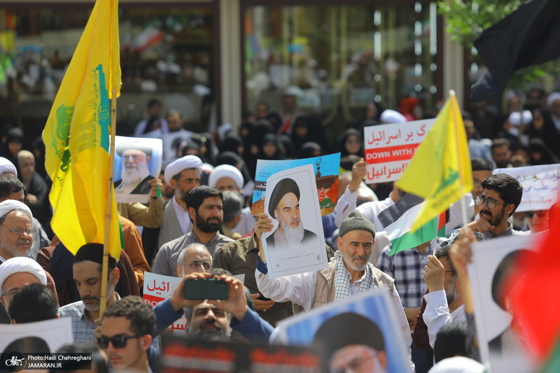 راهپیمایی نمازگزاران قمی در محکومیت جنایات رژیم صهیونیستی