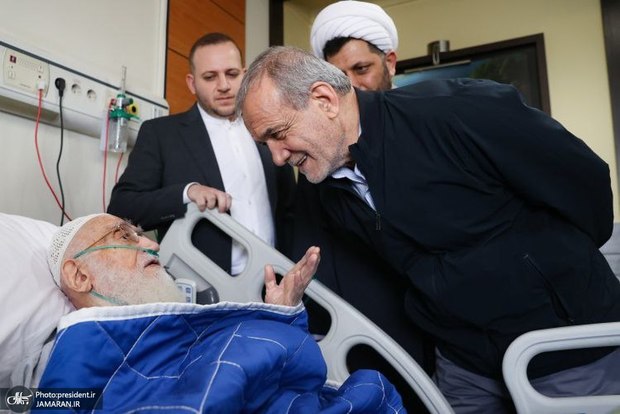 پزشکیان به عیادت آیت‌الله العظمی نوری همدانی رفت + عکس ها