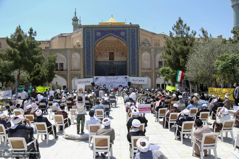 تجمع طلاب و اساتید حوزه علمیه قم در حمایت از مردم فلسطین و محکومیت حادثه تروریستی افغانستان‎