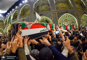 تشییع باشکوه شهیدان سردار قاسم سلیمانی و ابومهدی المهندس در کربلا و نجف