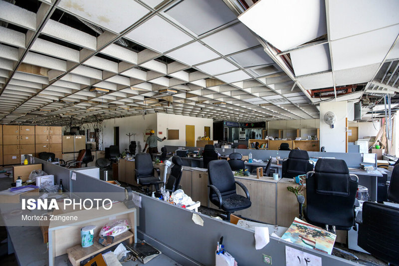 تصاویری از ساختمان شیشه‌ای سازمان صدا و سیما پس از تجاوز وحشیانه رژیم صهیونیستی