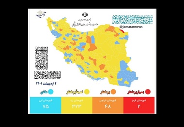 اعلام آخرین وضعیت کرونا در شهرها و استان های ایران - تعداد شهرهای قرمز 2 شد! + نقشه و لیست رنگ‌بندی شهرهای کشور، 2 اردیبهشت 1401